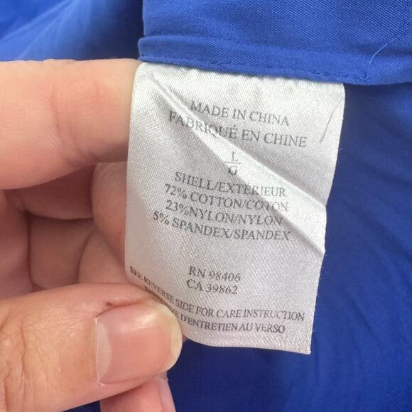 Theory Top Womens Large Blue Trisama Collared Button Down Blouse Cotton Blend - Picture 4 of 8